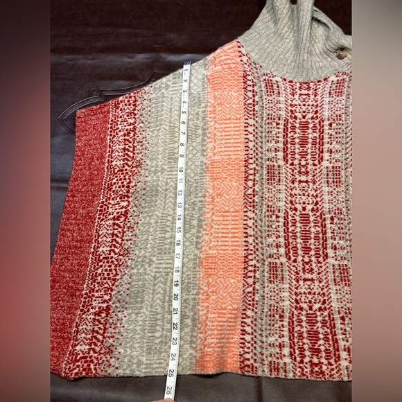 Caslon Jacquard Button Cowl Neck Sweater-Knit Poncho relaxed fit Cabincore XS/S - Picture 14 of 15